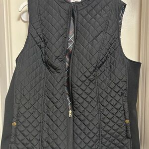 Kim Rogers Black Quilted Vest with Gold Details